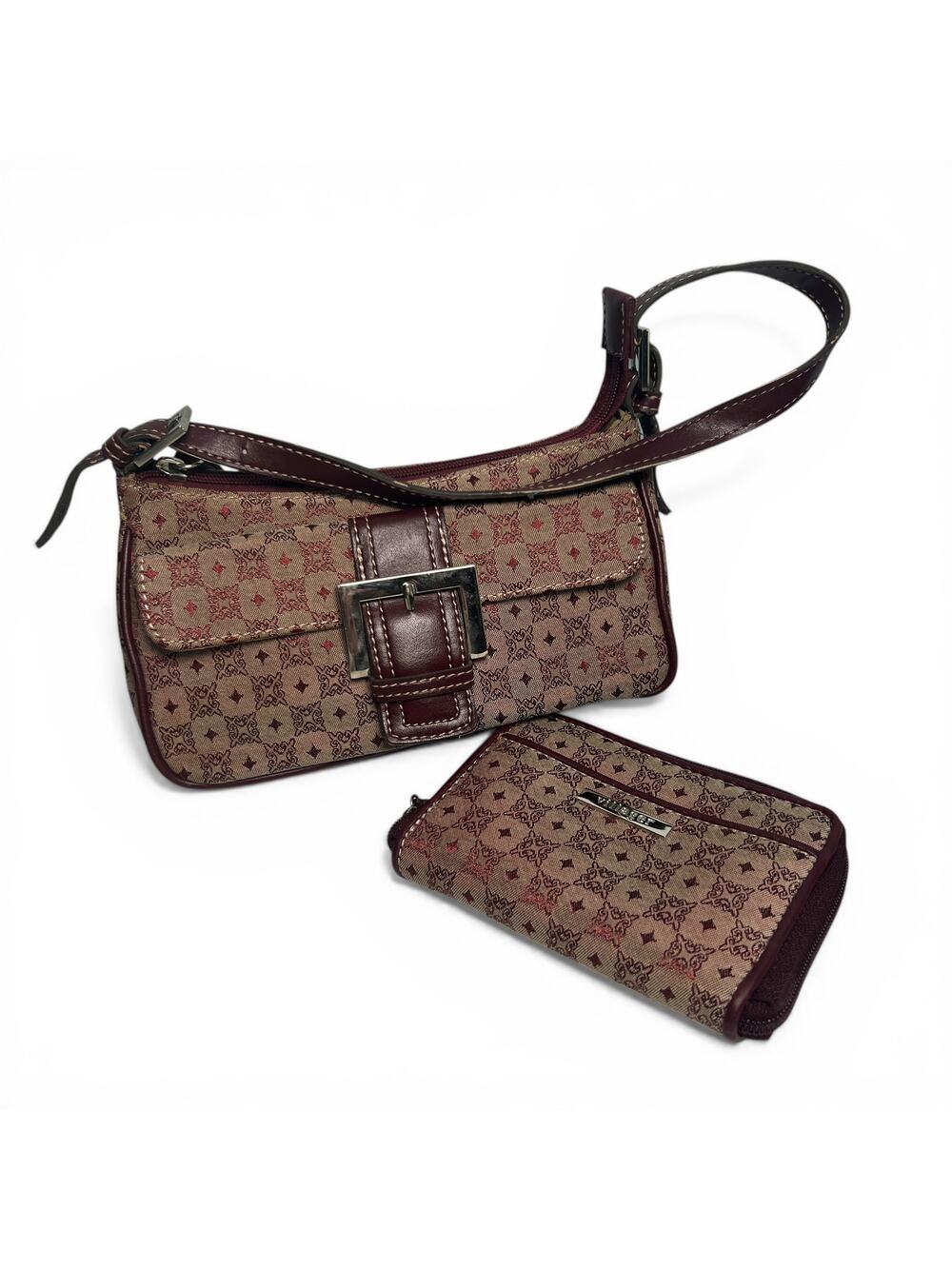Vintage Y2K Villager Baguette Shoulder Bag Wallet Wine Tapestery Purse Handbag